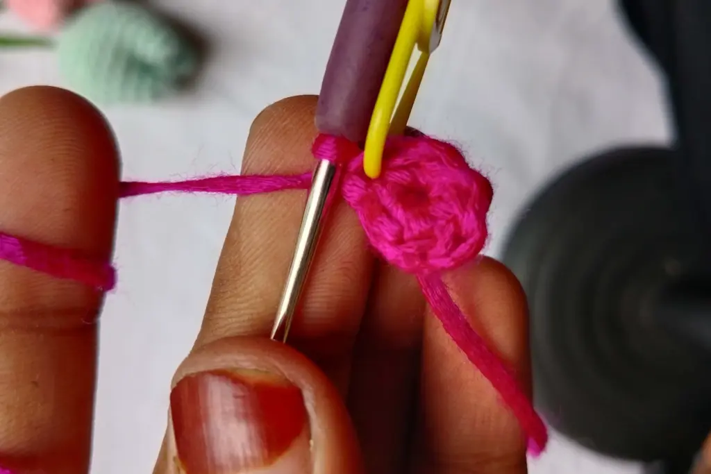 Tulip Crochet Keychain- Step by Step Guide for Beginners
