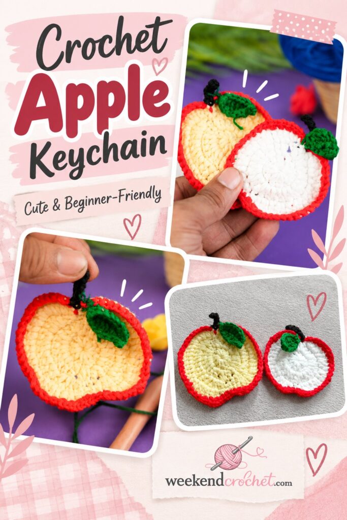 Crochet Apple Keychain