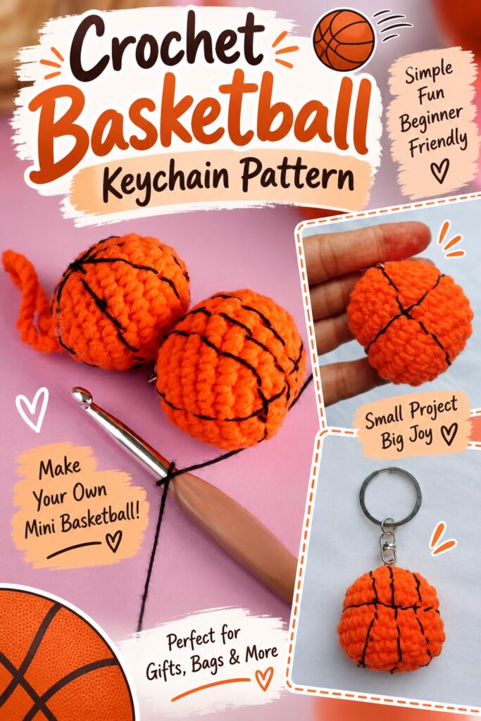 Crochet Basketball keychain Pattern