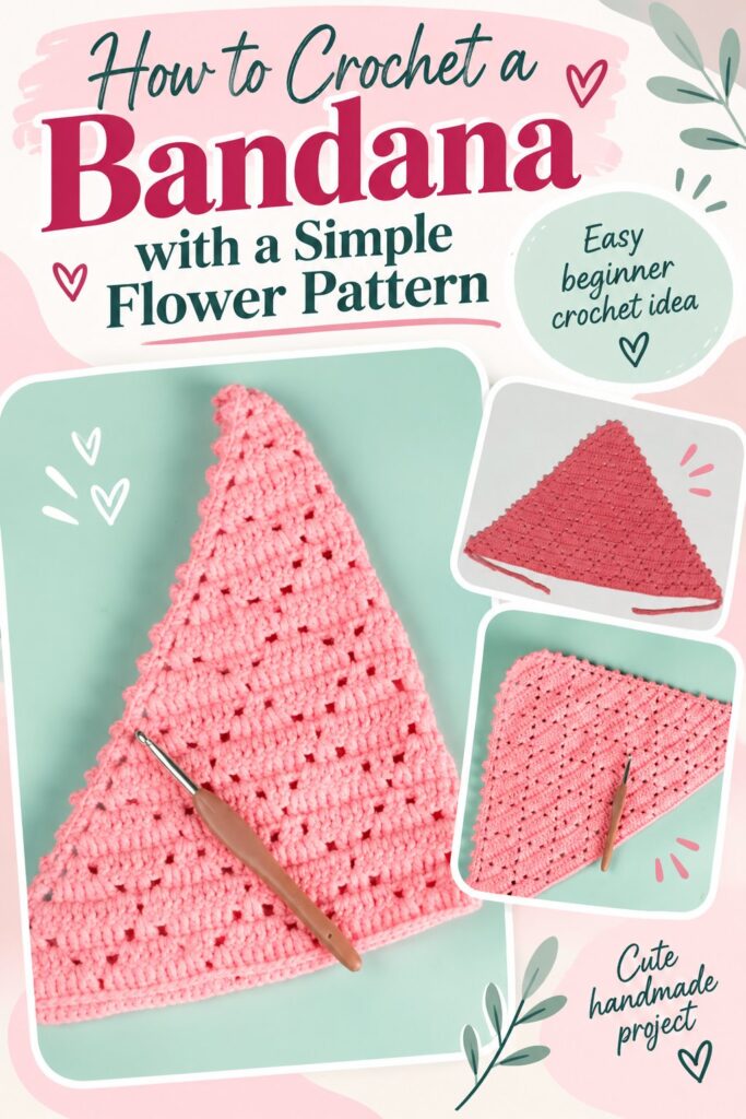 How to Crochet a Bandana with a Simple Flower Pattern