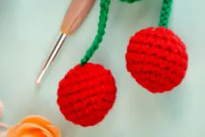 Crochet Cherry keychain