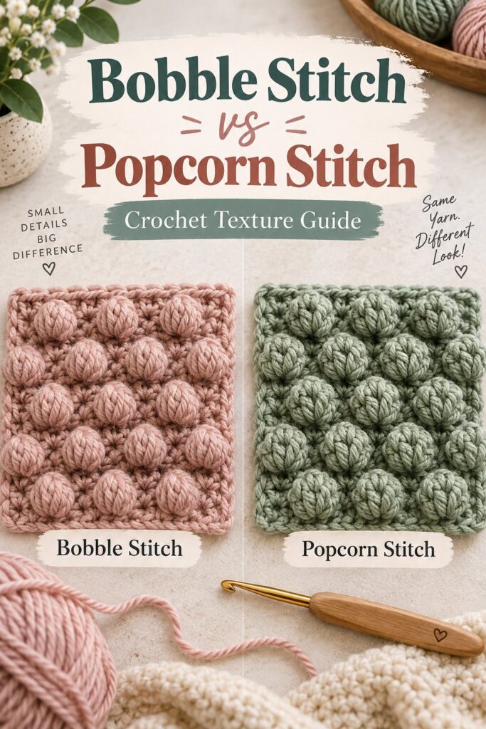 Bobble Stitch vs Popcorn Stitch: Crochet Texture Guide Bobble Stitch vs Popcorn Stitch: Crochet Texture Guide